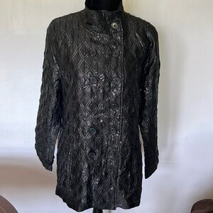 Chico's Double Breasted Convertible Funnel Neck Orsay Light Coat